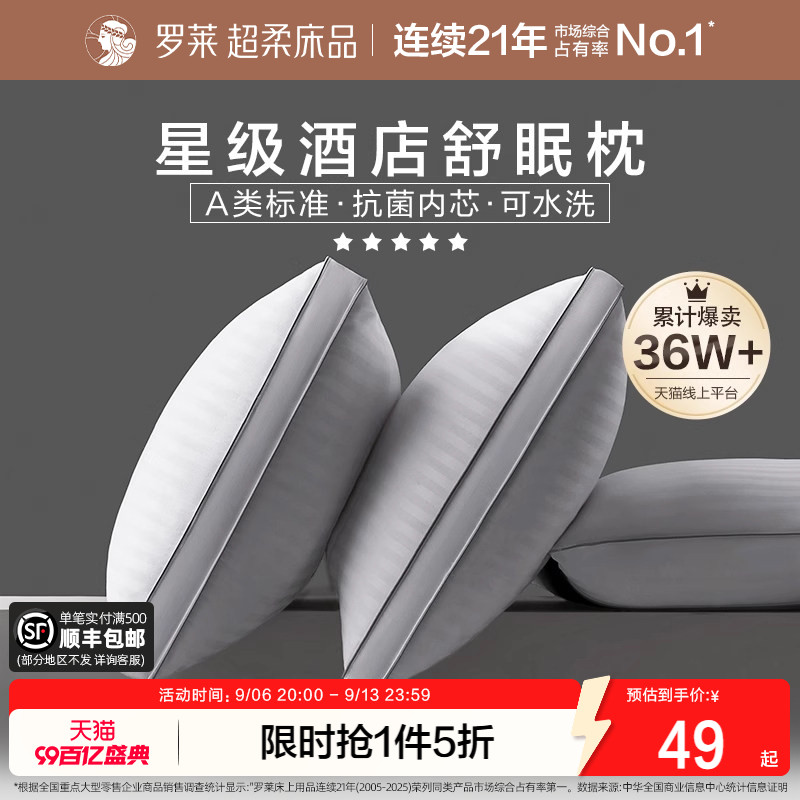 罗莱A类抗菌可水洗酒店枕图片