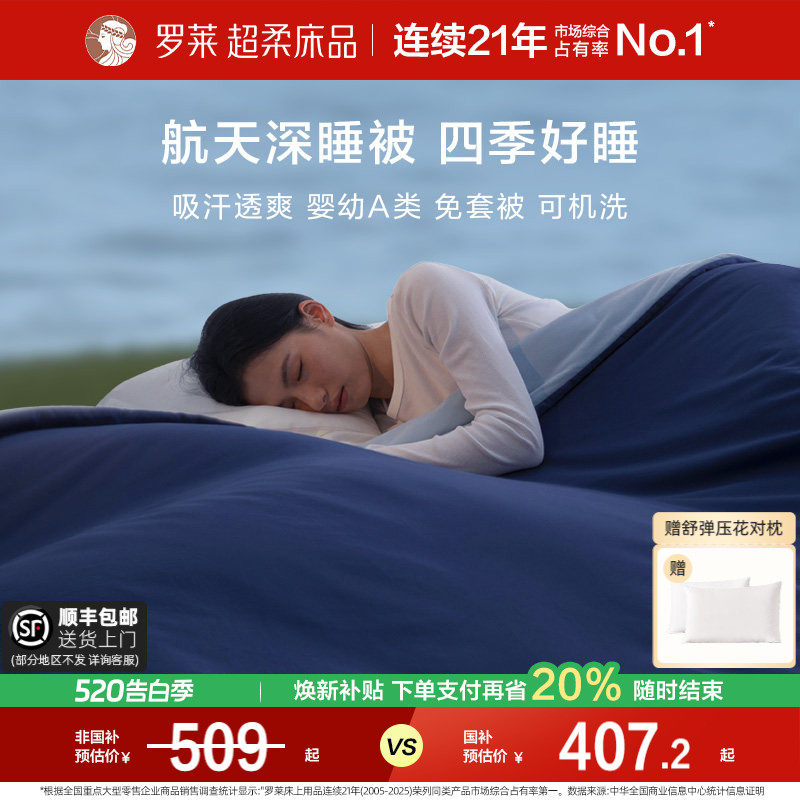 罗莱家纺航天深睡被免套可机洗春秋被子母被芯夏凉空调被四季通用
