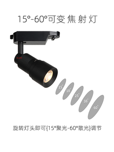 调焦LED小射灯轨道灯 字画背景墙展厅服装店明装聚焦光圈大小可调