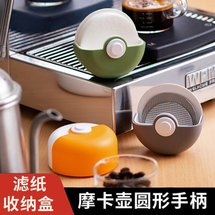 咖啡滤纸收纳盒圆形器具咖啡机手柄滤纸储存盒进口滤网烧结片意式