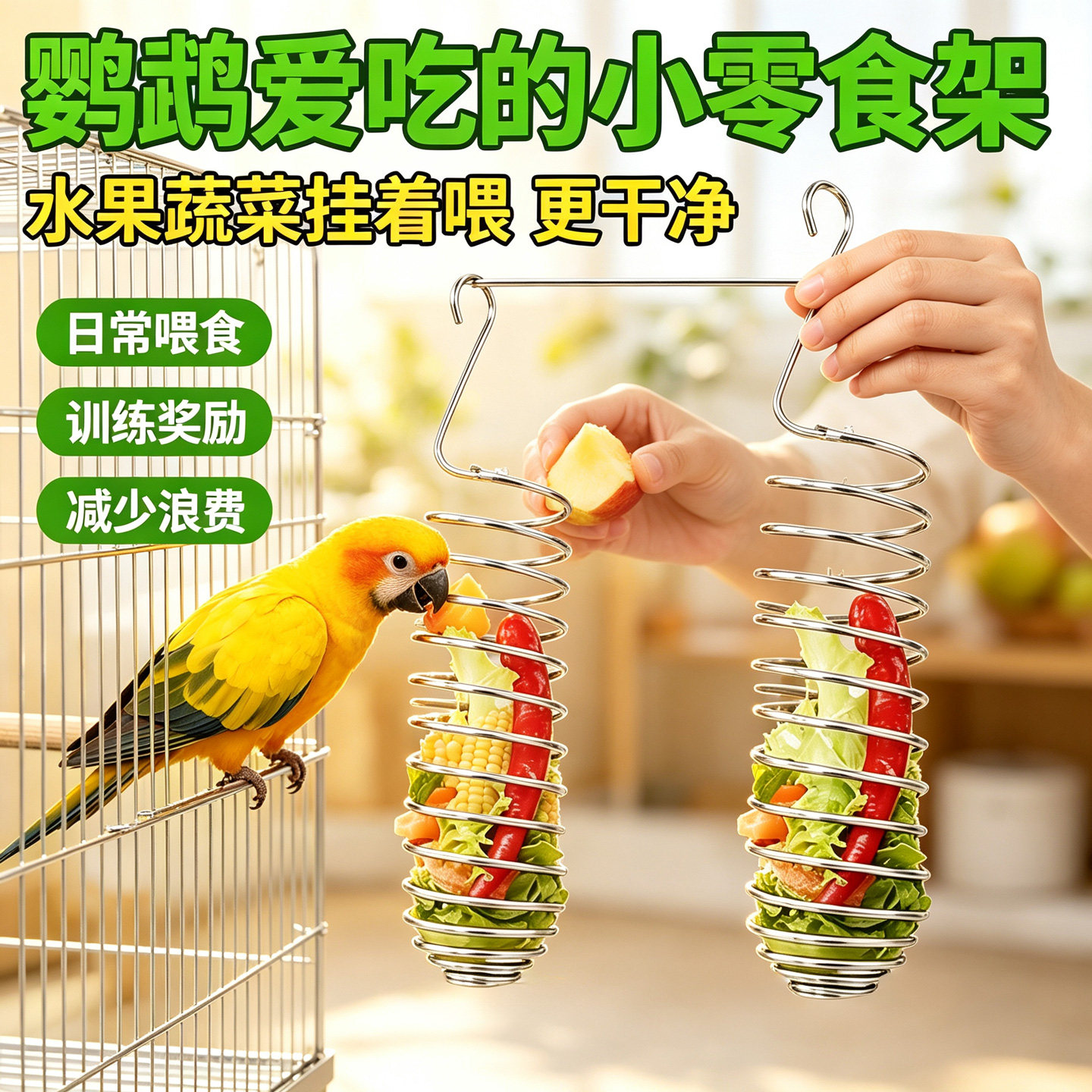 鹦鹉喂食器不锈钢挂式