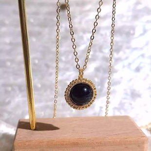 Aeternus珠宝 天然双眼金曜石14k绕线项链原创设计轻奢饰品时尚