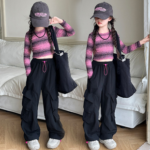 女童爵士服套装2026韩版小女孩嘻哈街舞服时尚露脐练功走秀潮服