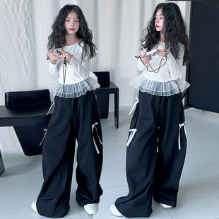 辣妹女童爵士舞套装 女大童裙边街舞服小女孩洋气走秀 儿童收腰新款