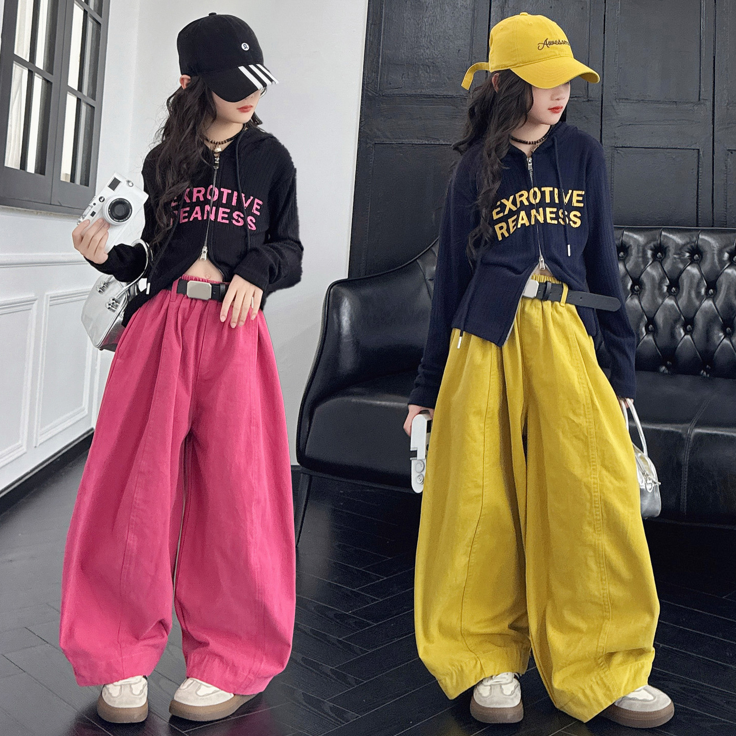 早秋中大童女童爵士舞纯棉练功服