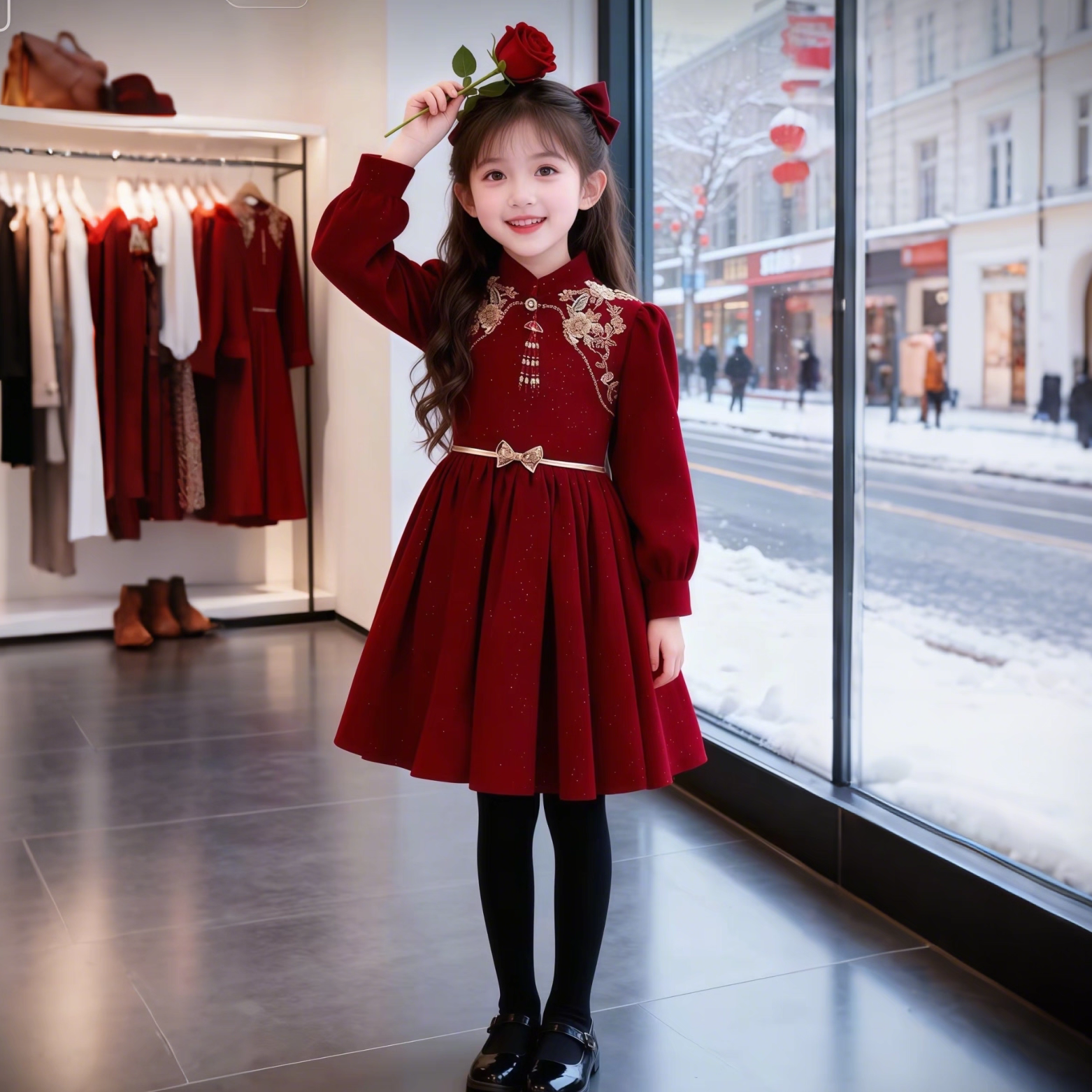 元旦女童红色主持人礼服新年红色连衣裙2026新款加厚裙子国风走秀,童装/婴儿装/亲子装,儿童演出服,淘宝优惠券,粉丝福利购,淘宝优惠卷