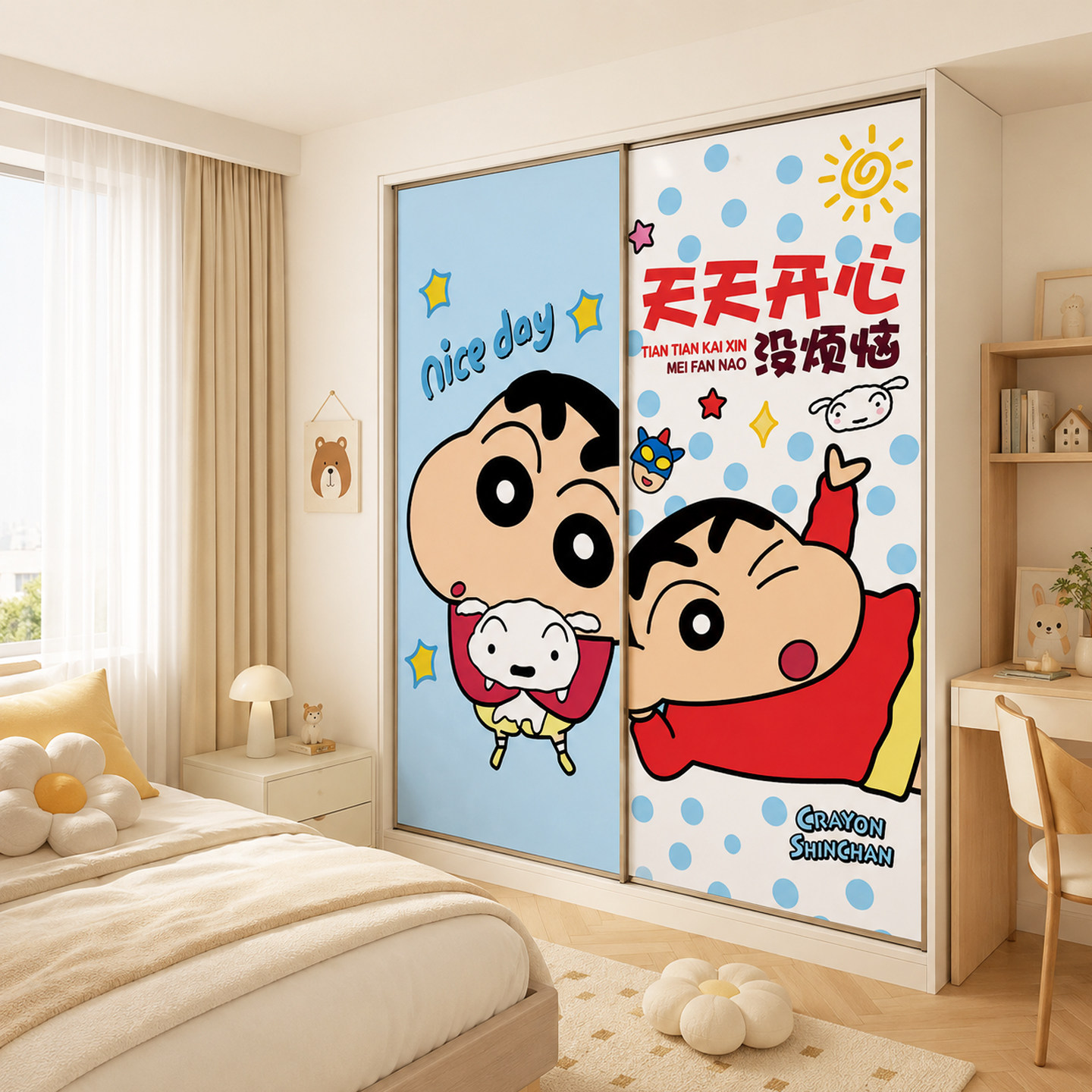 衣柜门卡通自粘遮光防窥贴纸图片