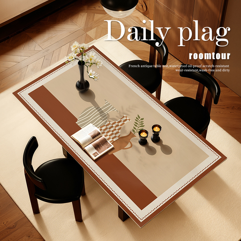 轻奢高级感餐桌垫防水防油防烫免洗桌布皮革隔热长方形茶几桌面垫