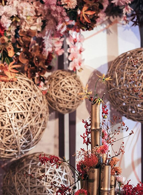 藤球柳球藤条编织球红色空心球幼儿园学校走廊装饰元旦春节挂饰