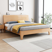 床现代简约家用1.8m双人床卧室1.5m单人床工厂直销全实木床架木床