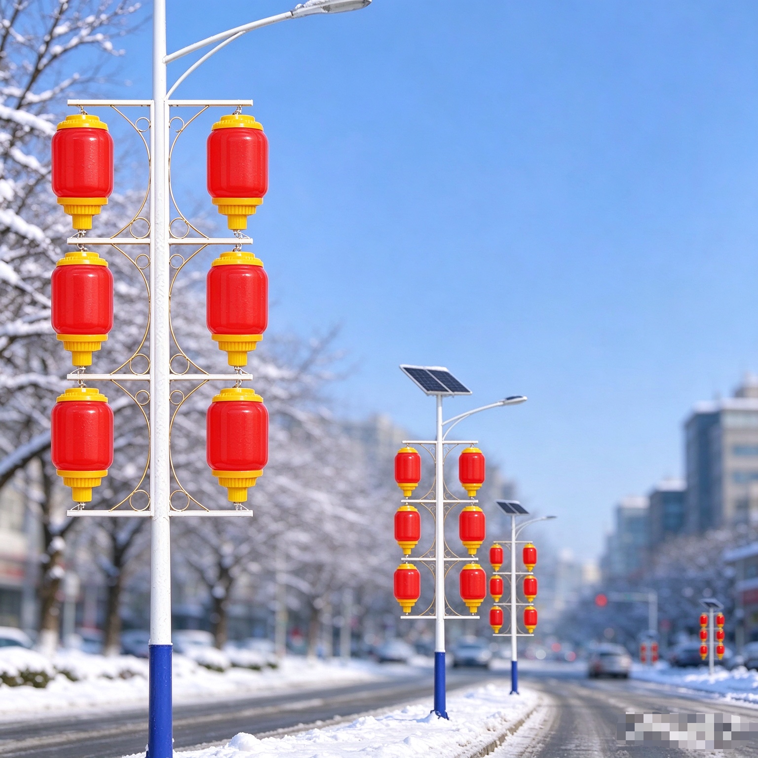 亚克力冬瓜灯笼 LED 发光户外防水市政亮化电线杆挂红灯笼