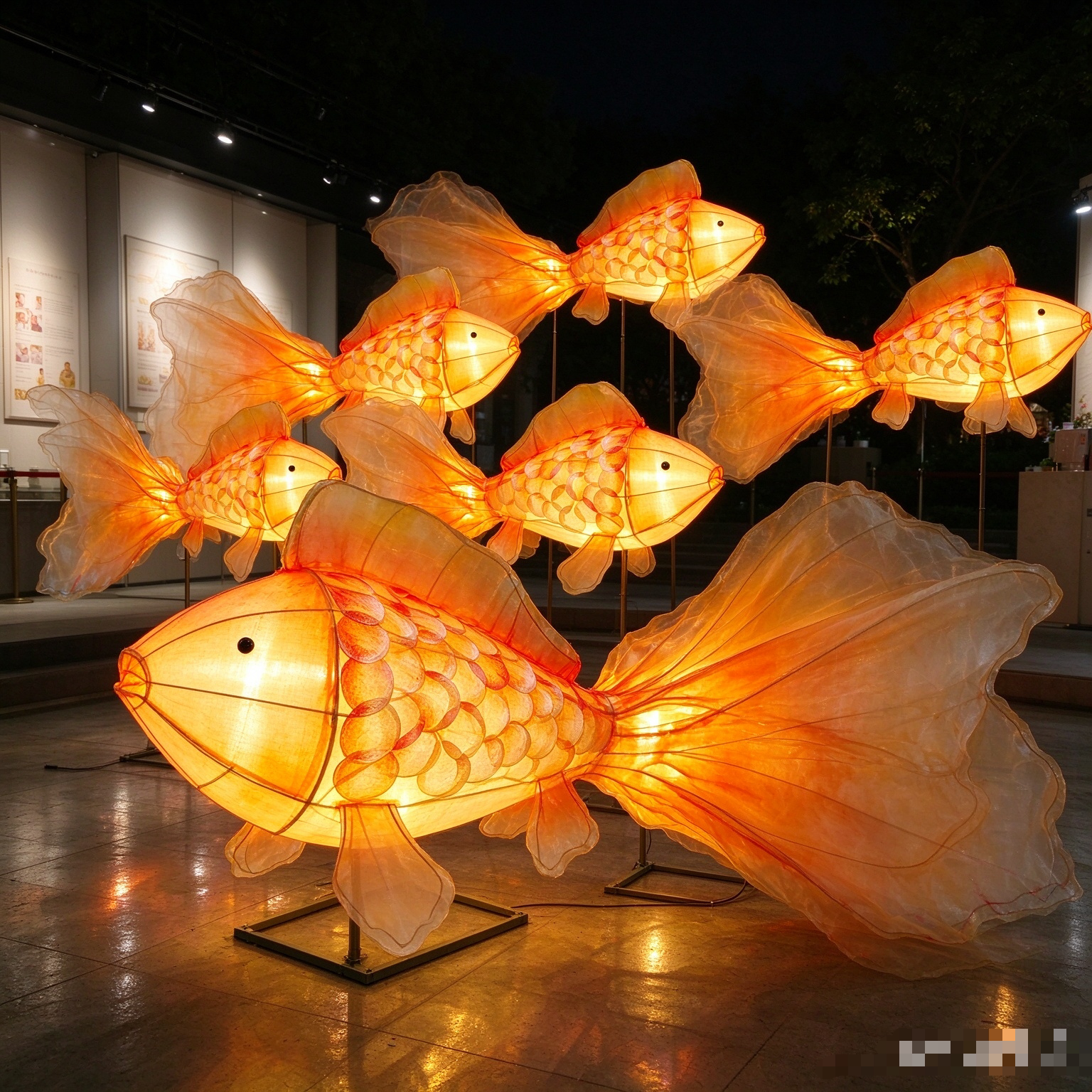古风鱼形灯笼非遗金鱼发光鱼灯文旅夜游商业街春节中秋美陈吊饰