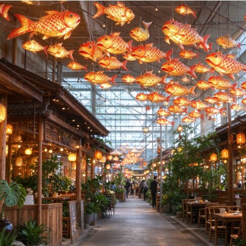 大型鱼滚灯手持鱼灯笼成品非遗文旅景区夜游市集巡游发光鱼灯