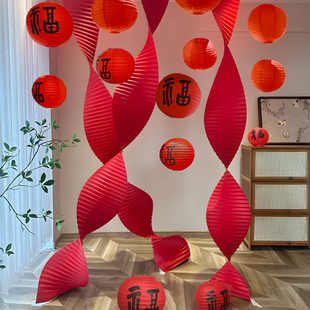 新年福字挂饰橱窗马年春节过年味新春瓦楞纸波浪氛围装饰布置场景