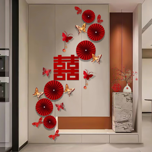 贺缘喜铺背景墙套装婚房布置