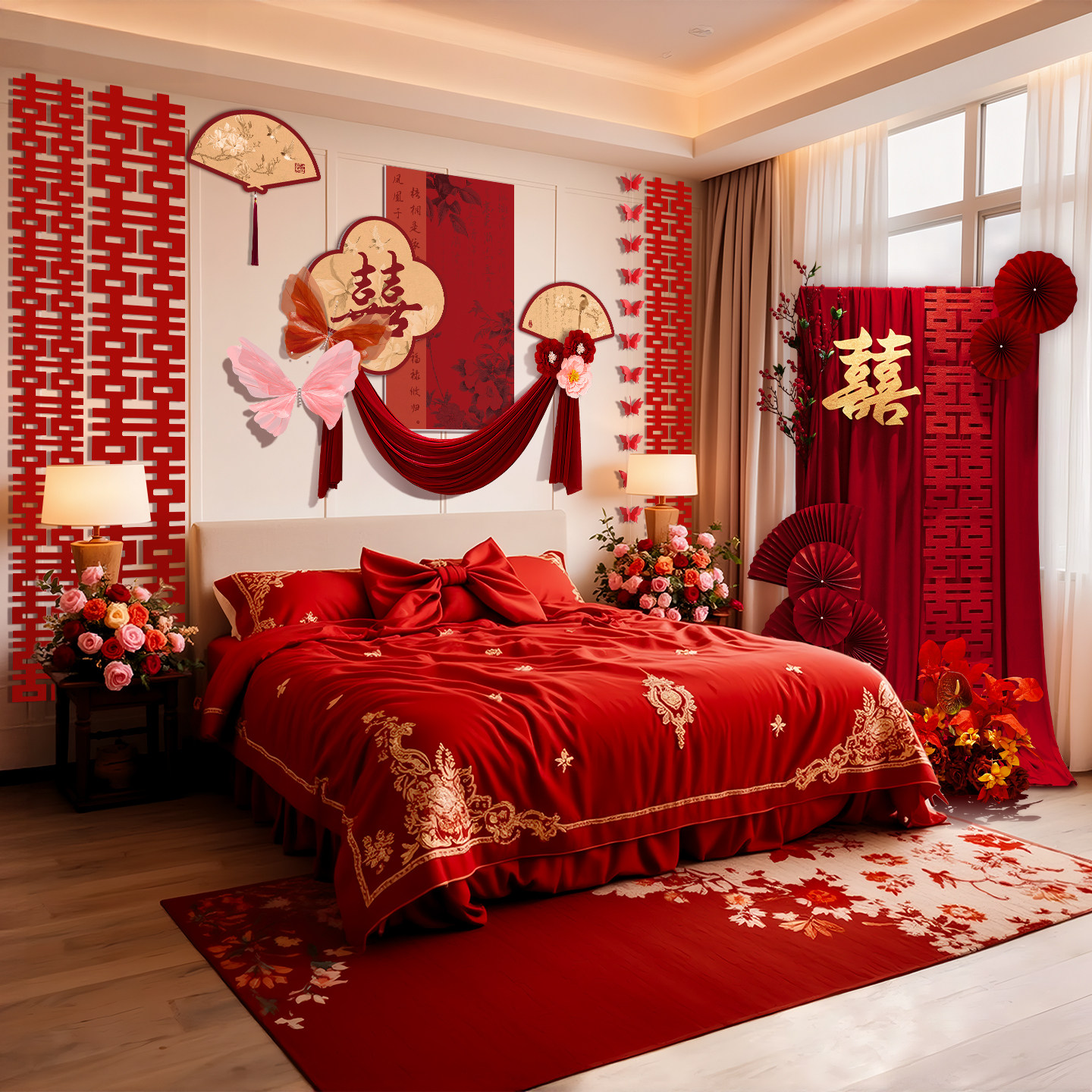 婚礼布置装饰婚房新房卧室床头背景墙喜字结婚专用氛围感酒店套装,节庆用品/礼品,婚房装扮用品,淘宝优惠券,粉丝福利购,淘宝优惠卷