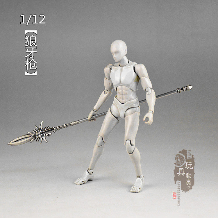 1/12微缩冷兵器三国马超狼牙枪长矛枪狼牙刺6寸兵人场景武器模型