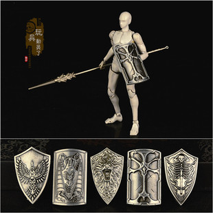 1/12微缩兵器长枪戟长矛小号狮头盾牌鹰盾方盾6寸兵人偶武器模型