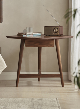 原始原素全实木边几黑胡桃木轻奢边桌客厅茶桌卧室床头边柜G2181