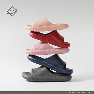 浴室居家室外防滑耐磨轻盈柔软舒适纯色厚底拖鞋 时尚