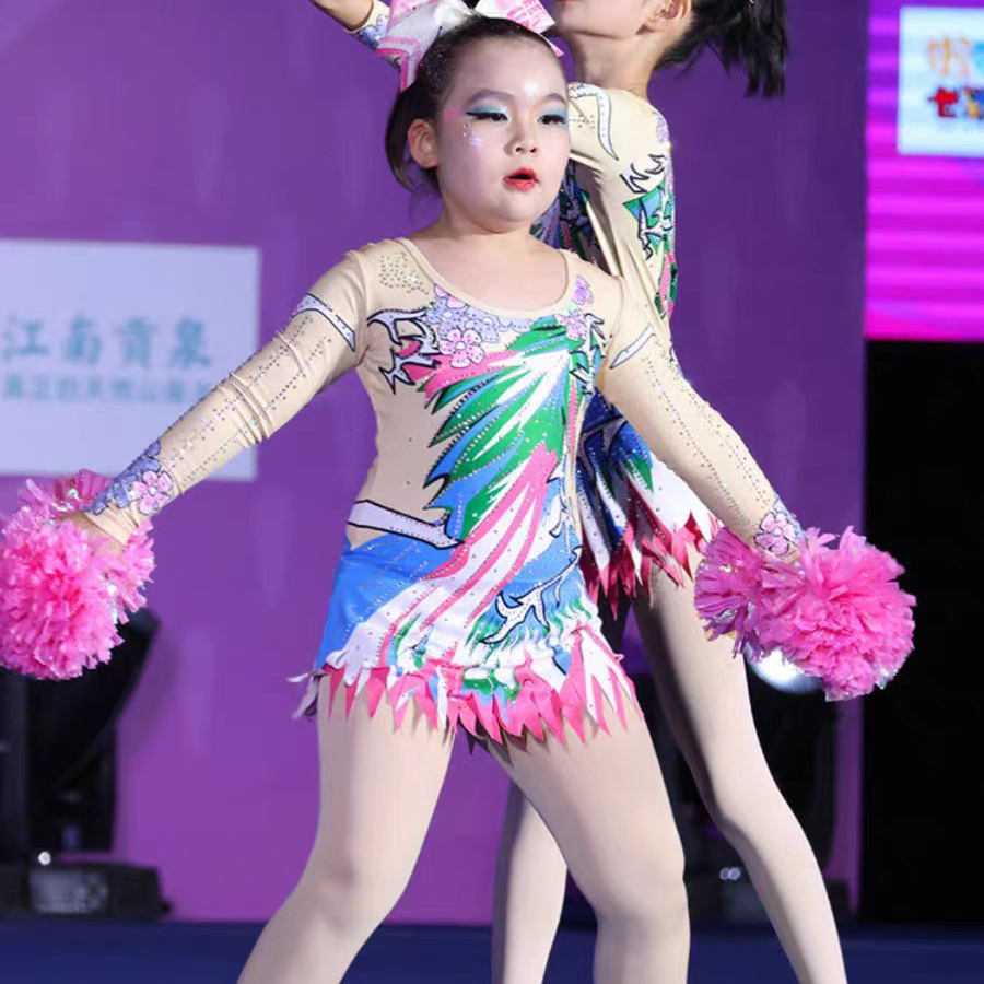 儿童啦啦操演出服长袖新款女童拉拉队表演服啦啦操爵士舞比赛服