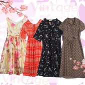 vintage古着长裙QF温柔风初恋奶甜高级收腰法式 复古绝美连衣裙