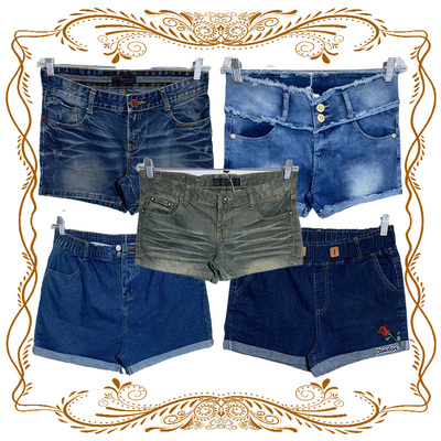 NGNH古着vintage夏季70-79学生党显高显瘦水洗破洞牛仔短裤辣妹装