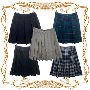 古着vintage日制JK复古风中古校供格子百褶裙超小码正版学院风