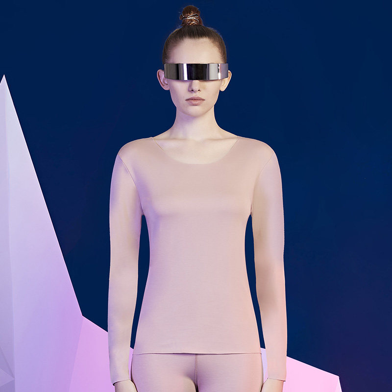 歌帝保暖内衣女士加厚无痕紧身款打底单件上衣发热内穿秋衣秋冬季