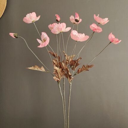 仿真花罂粟花虞美人花假花摆设客厅餐桌装饰品插花花束感轻奢摆件
