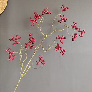 仿真绿植浆果马桑果枝野果枯枝侘寂风家居酒店装饰果摆件插花批发