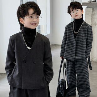 男童西装套装韩范痞帅风秋冬儿童小主持人礼服男孩休闲日常小西服