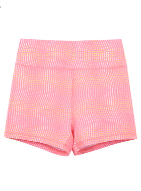 HARDSHIP｜粉波纹 CrossFit提臀显瘦健身裤 粉色条纹高腰女花短裤