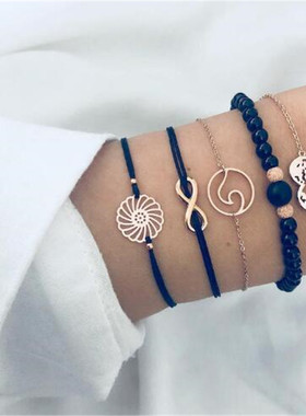 欧美风镂空黑色心形手链