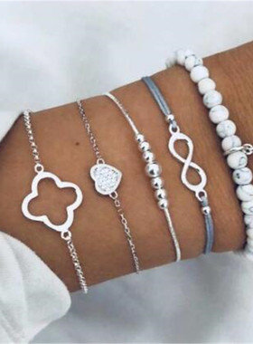 欧美风八字镂空镶钻爱心手链