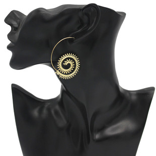 圆圈螺旋式 个性 耳环 夸张漩涡齿轮状树叶耳环 2017wish爆款