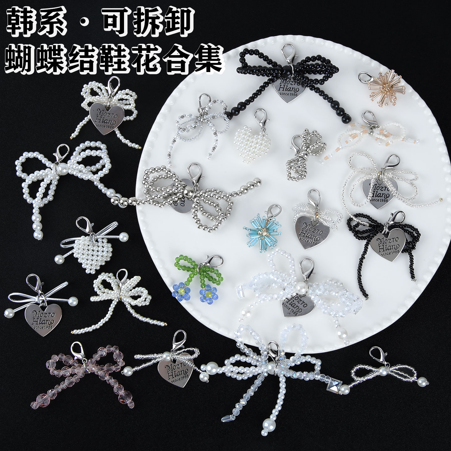 ins风韩系珍珠蝴蝶结鞋扣百搭图片