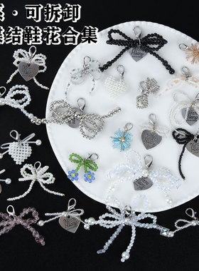 ins风韩系珍珠蝴蝶结鞋扣百搭