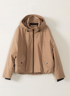 玛洛薇 M-60670 白鹅绒连帽拉链宽松休闲羽绒服