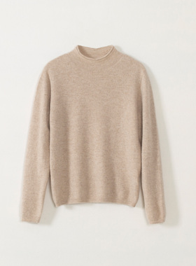 玛洛薇 M-36652 半高领羊绒衫女长袖百搭针织打底衫毛衣