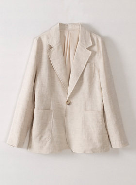 玛洛薇 M-71629 长袖亚麻西装女