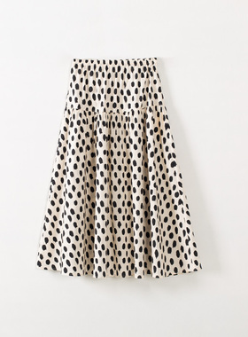 玛洛薇 M-82361 松紧腰围波点大摆半身裙