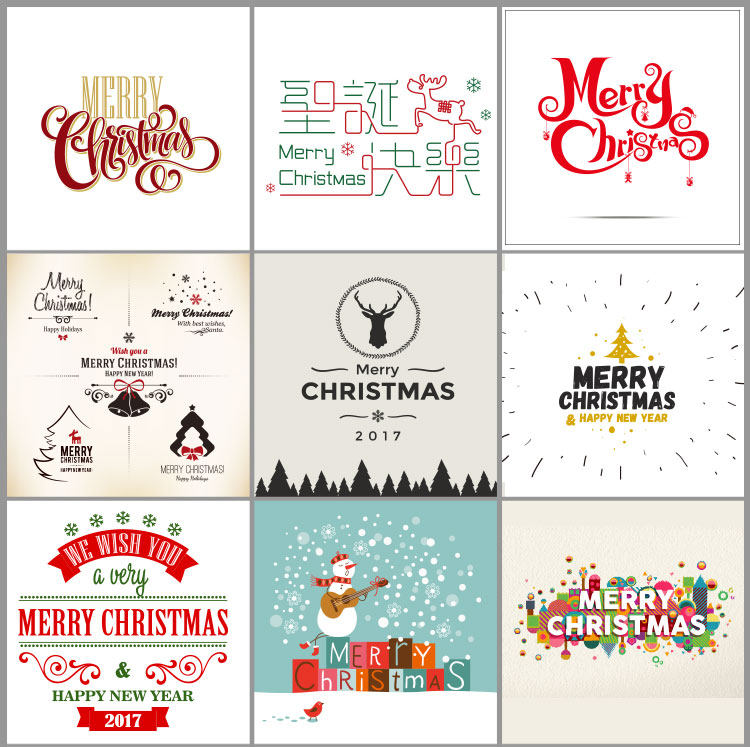 圣诞节圣诞快乐主题标题字体设计eps矢量素材