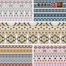 传统民族风波西米亚几何花边抽象底纹无缝印花图案AI矢量设计素材