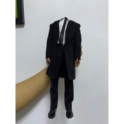实拍现货1/6兵人模型Toy center特工西装装大衣修身黑色风衣套装