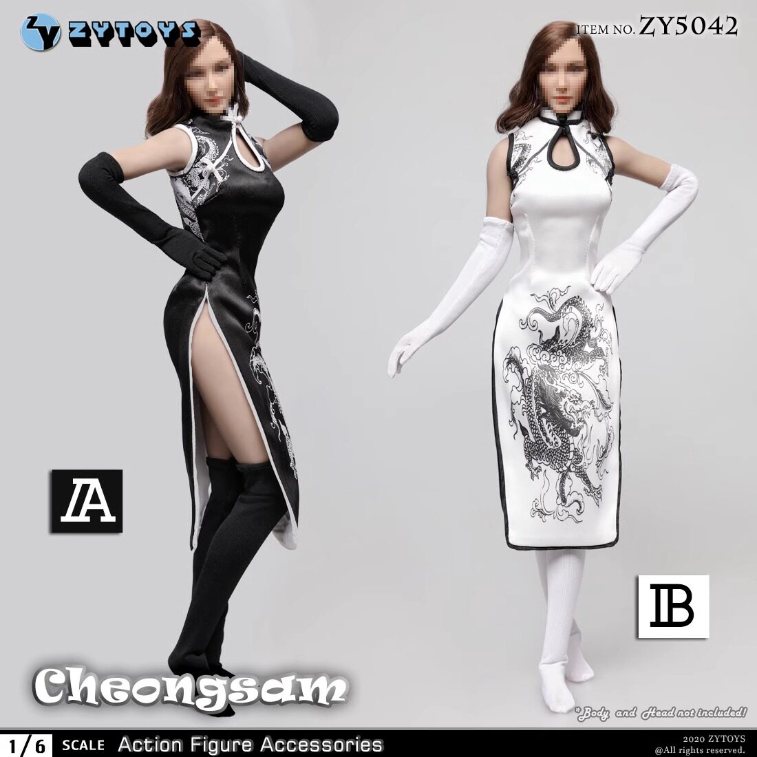 1/6兵人女款龙纹旗袍套装1/6