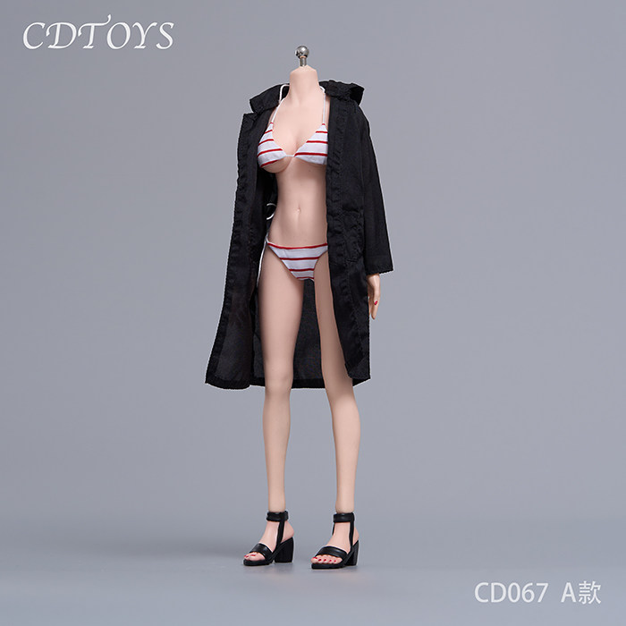 现货cdtoys cd067 1/6女兵人条纹比基尼防晒衣套装适合女包胶素体