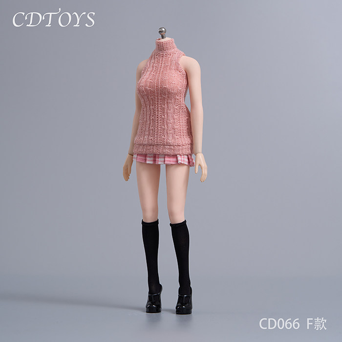 现货cdtoys cd066 1/6女兵人学生针织背心jk裙套装 适合1/6素体