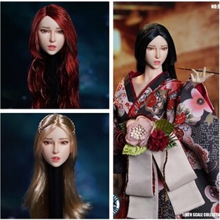 现货 1/6亚州女头雕 SDH027表情无辜害羞脸张嘴黑发金发 模型
