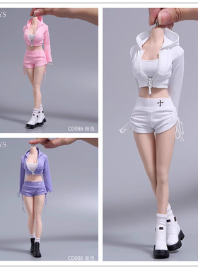 现货cdtoys cd086 1/6女兵人休闲运动服抽绳短裤套装适合12寸人偶